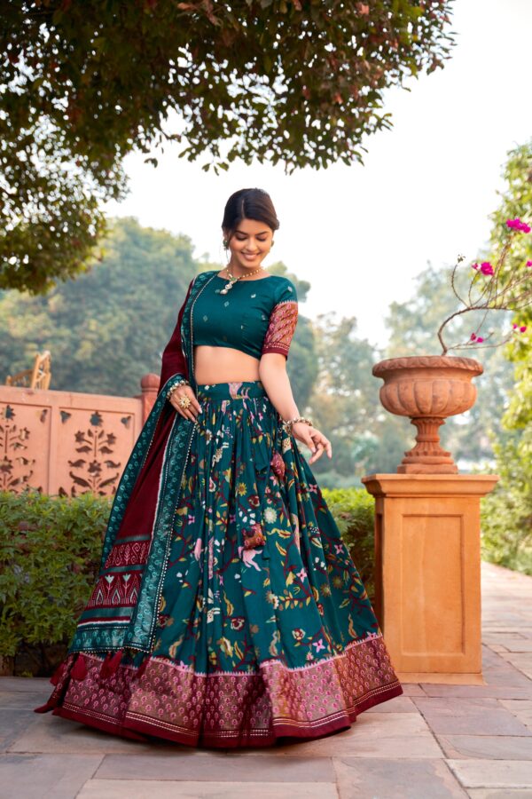 Enchanting Multicolor Floral Lehenga Choli with Regal Red Dupatta