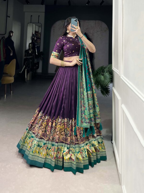 Exquisite Floral Fantasy – Tussar Silk Lehenga Choli with Delicate Prints & Coordinated Dupatta