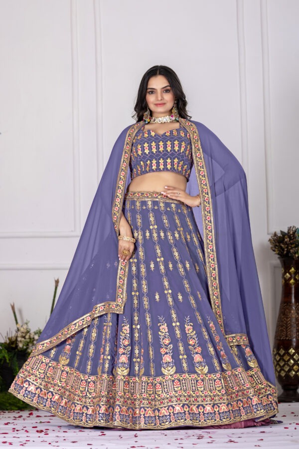 Exquisite Embroidered Fox Georgette Lehenga Choli with Multi-Thread Work